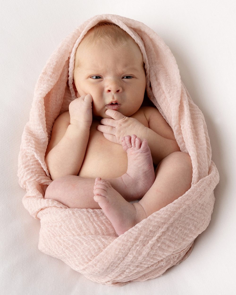 Simple natural newborn portrait photographed in my Boston Metrowest newborn photography studio.