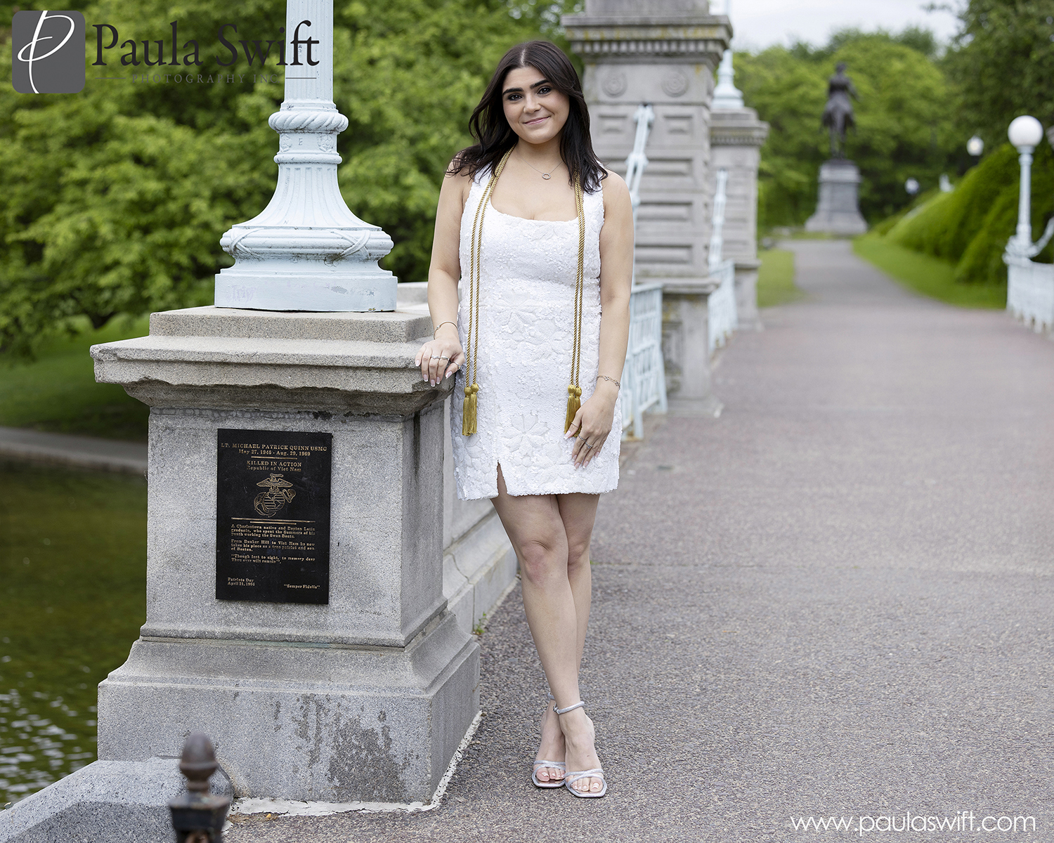 boston public garden bridge graduation portrait