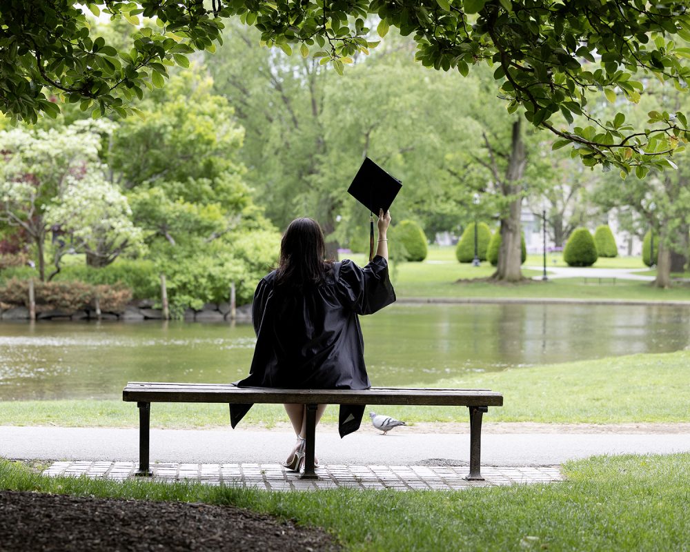 boston senior portrait bench view